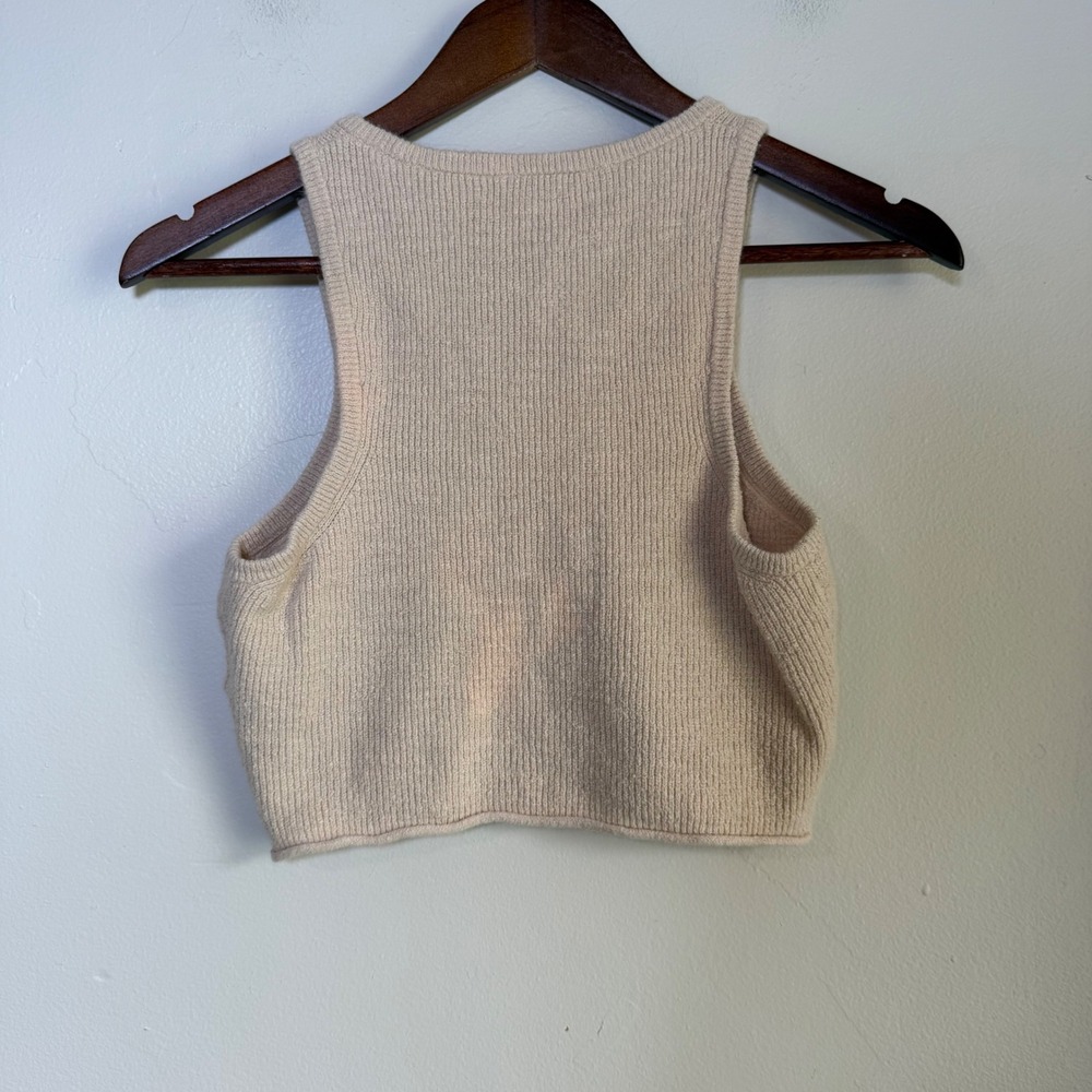 Madewell Ribbed Cutoff Cropped Sweater Tank Top Size Small Beige - Picture 2 of 4